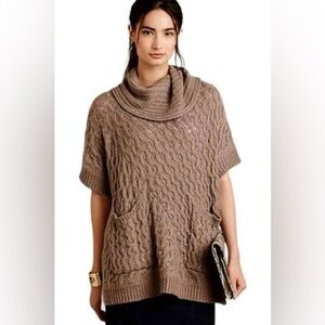 Anthropologie brown cabled poncho XS/S
